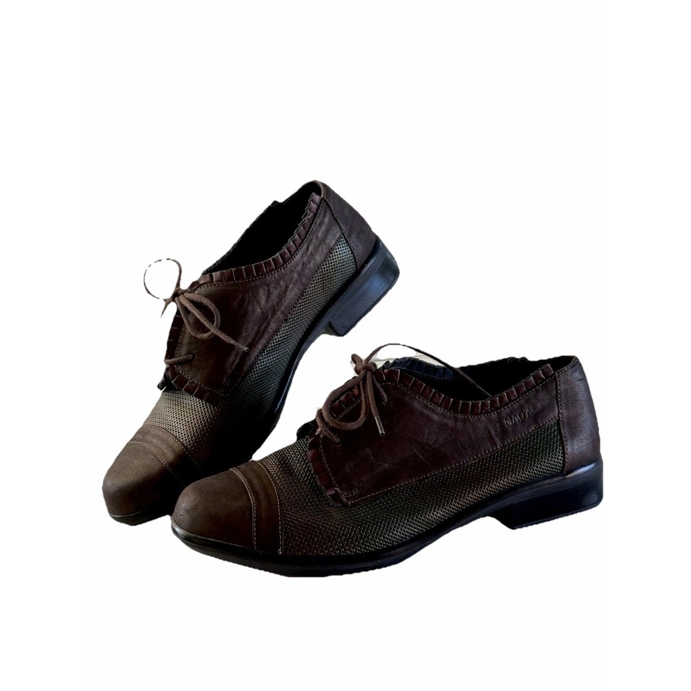 Naot Leather Steampunk Oxford Shoes 10 US 41 EU Ruffle Aura Metal Oil Academia - Picture 7 of 11